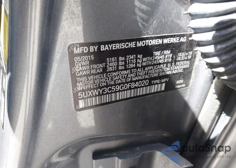 2016 BMW X3 xDrive28D z USA, uszkodzony, nr VIN 5UXWY3C59G0F84020